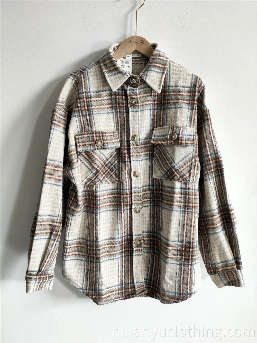 2021 Spring Women Long Sleeve Plaid Blouse